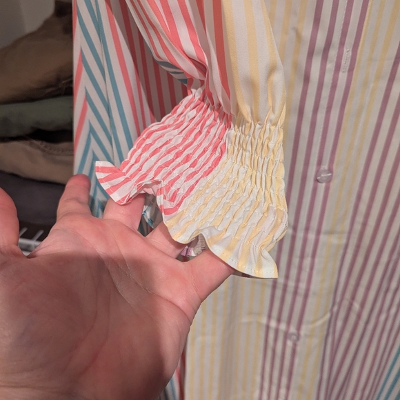 Single-Breasted Striped Shirt Maxi Dress - Picture 6 of 7